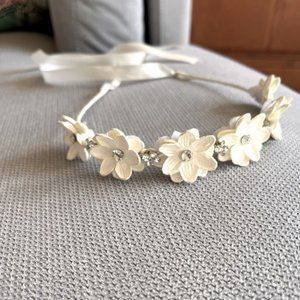 Little Girl Boho Flower Girl Adjustable Tiara Headband